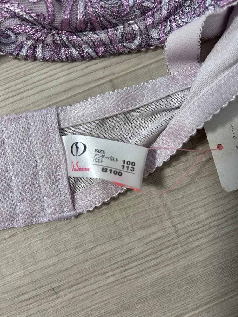 ダイアナ　薄紫 刺繍デザイン B100ブラジャー