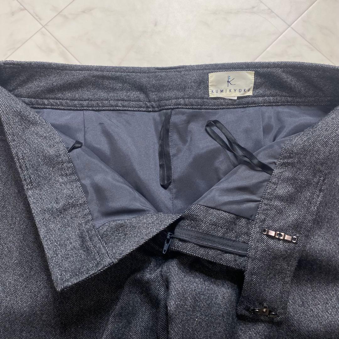 組曲　大きいサイズ2XL パンツスーツ　グレー　カシミヤ混