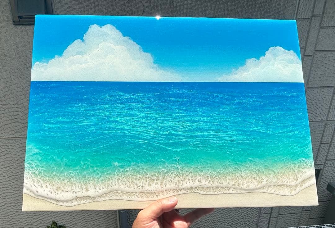 2025蓄光入りオーシャンレジンアート(A3パネル)No.13