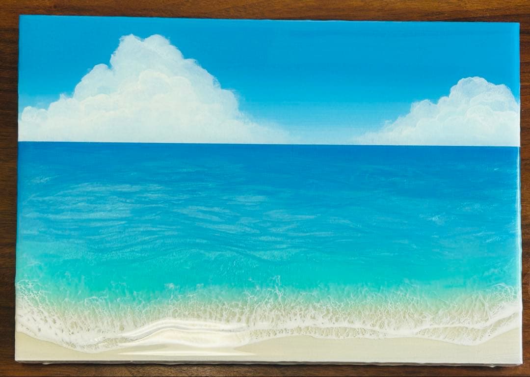 2025蓄光入りオーシャンレジンアート(A3パネル)No.13