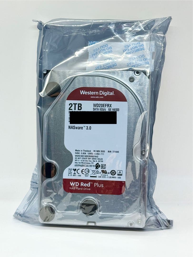 新品未開封 バルク WD Red Plus 2TB WD20EFRX HDD