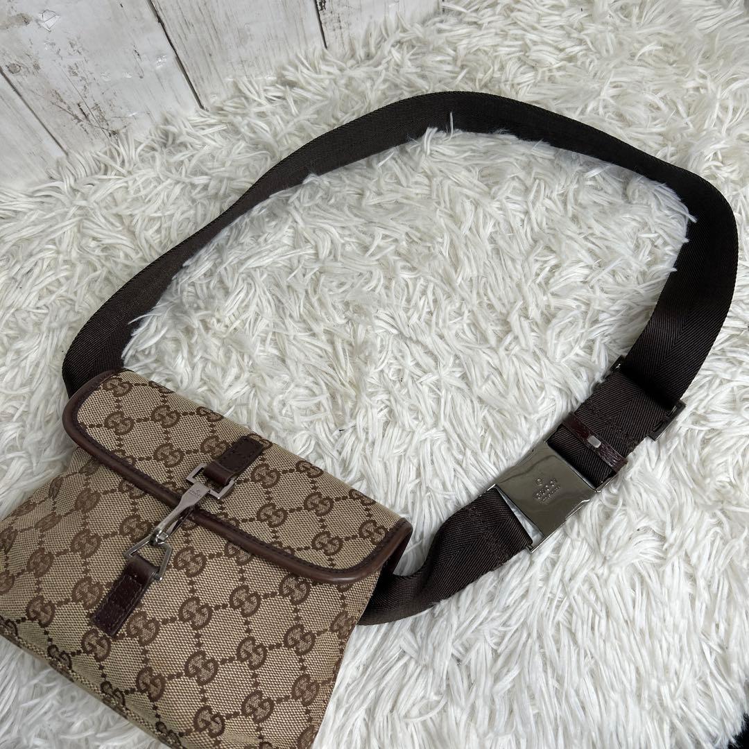 GUCCI GGキャンバス ジャッキー ウエストバッグ ボディーバッグ　茶色