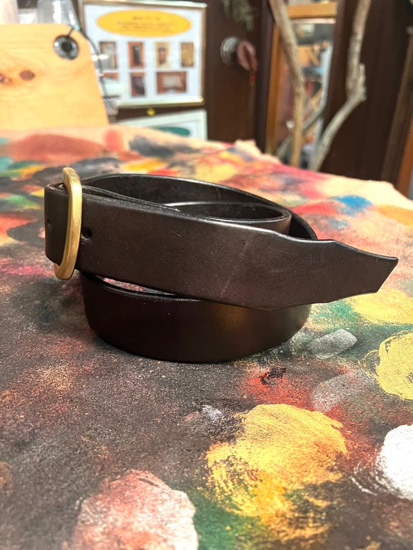 5mm厚38mm幅ベンズレザーベルト ブラック　古着　ビンテージ　アメカジ　激渋