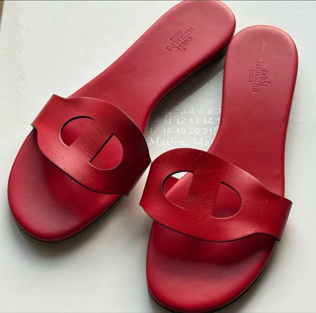 エルメス HERMES サンダル リスボア　ジャスパールージュ　39 リペア済