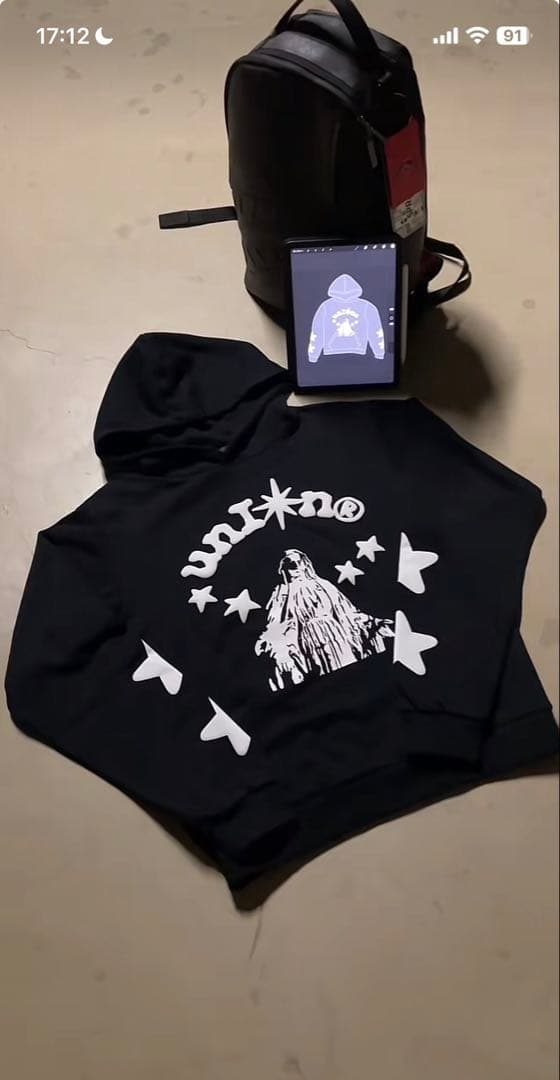 333union パーカー 黒 星 drip