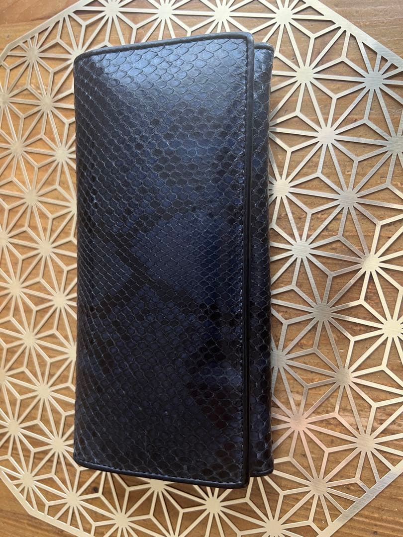 最終値下げGUCCI 高級蛇革 ブルー系 長財布 経年変化 ビンテージ希少品