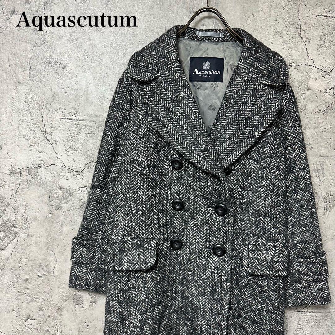 【超人気◎】Aquascutum　ダブルチェスターコート　アルパカ混　美品◎