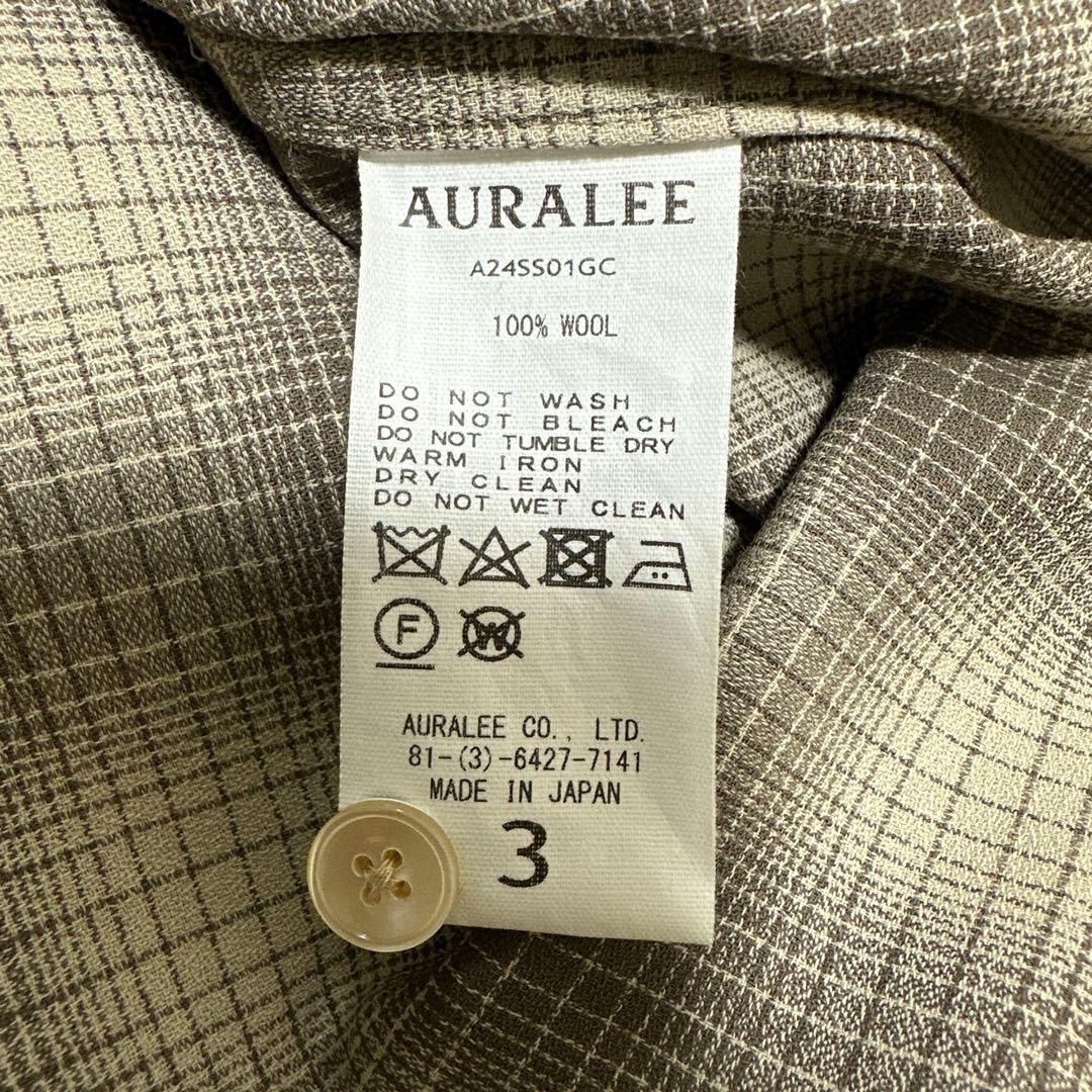 AURALEE エクスクルーシブ ウール ジョージェット チェック シャツ　3