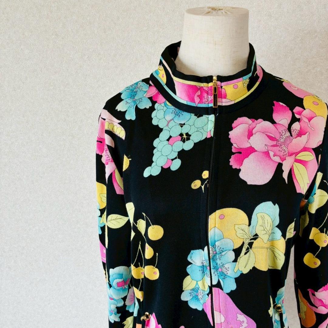 美品 LEONARD SPORT フラワープリント ハイネック 上品 オシャレ