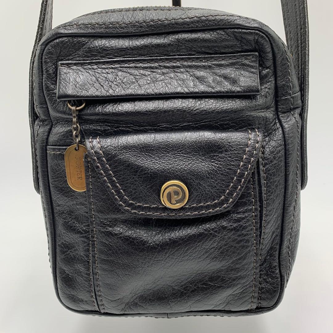 ポーター PORTER トスカーナ レザー ショルダー バッグ ブラック