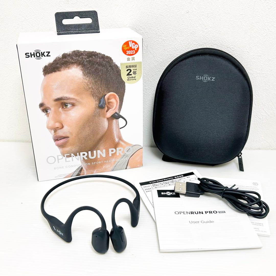 完品 shokz 骨伝導ワイヤレスイヤホン OPENRUN PRO ブラック