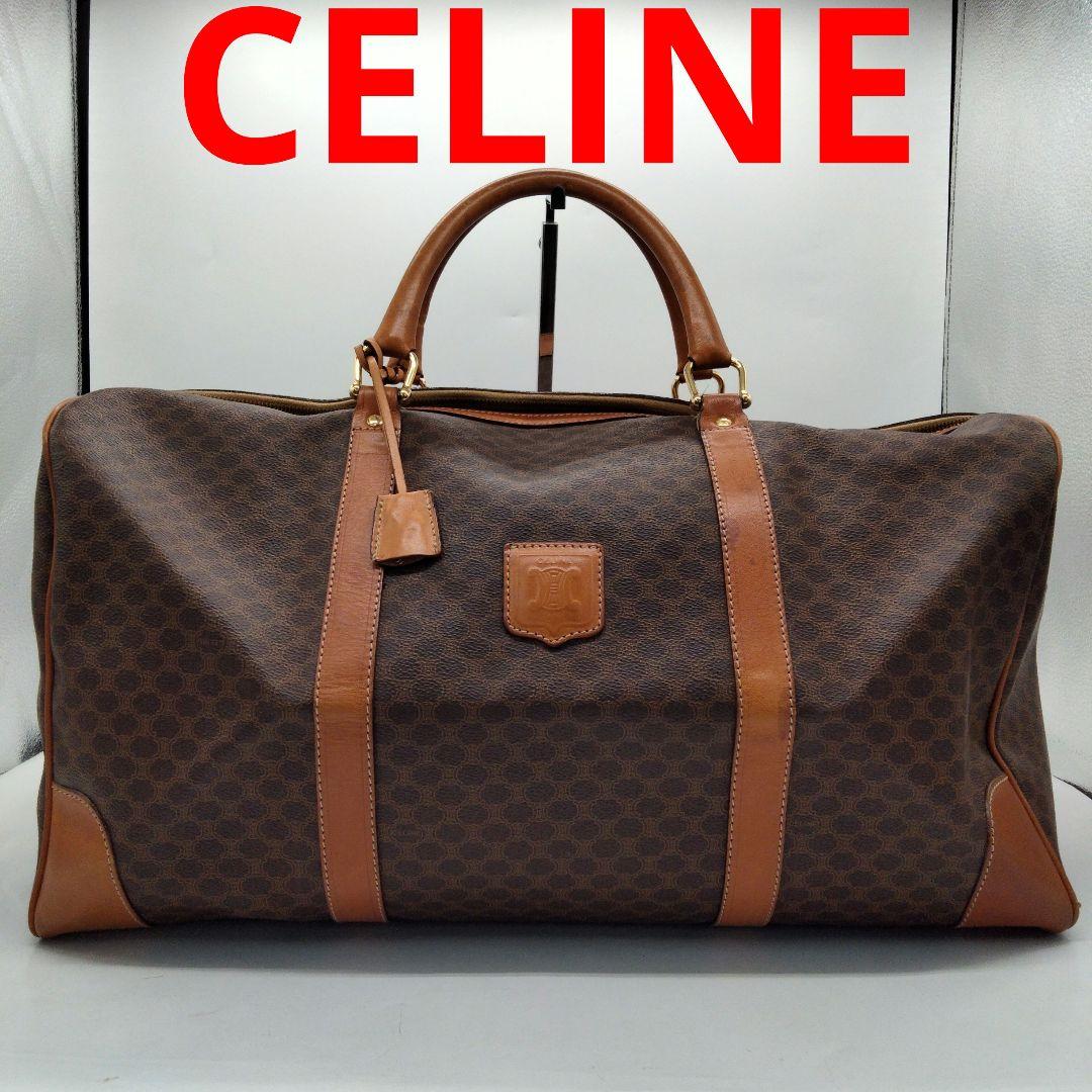 JP20 セリーヌ 極美品 マカダム ボストンバッグ トリオンフ ゴールド金具