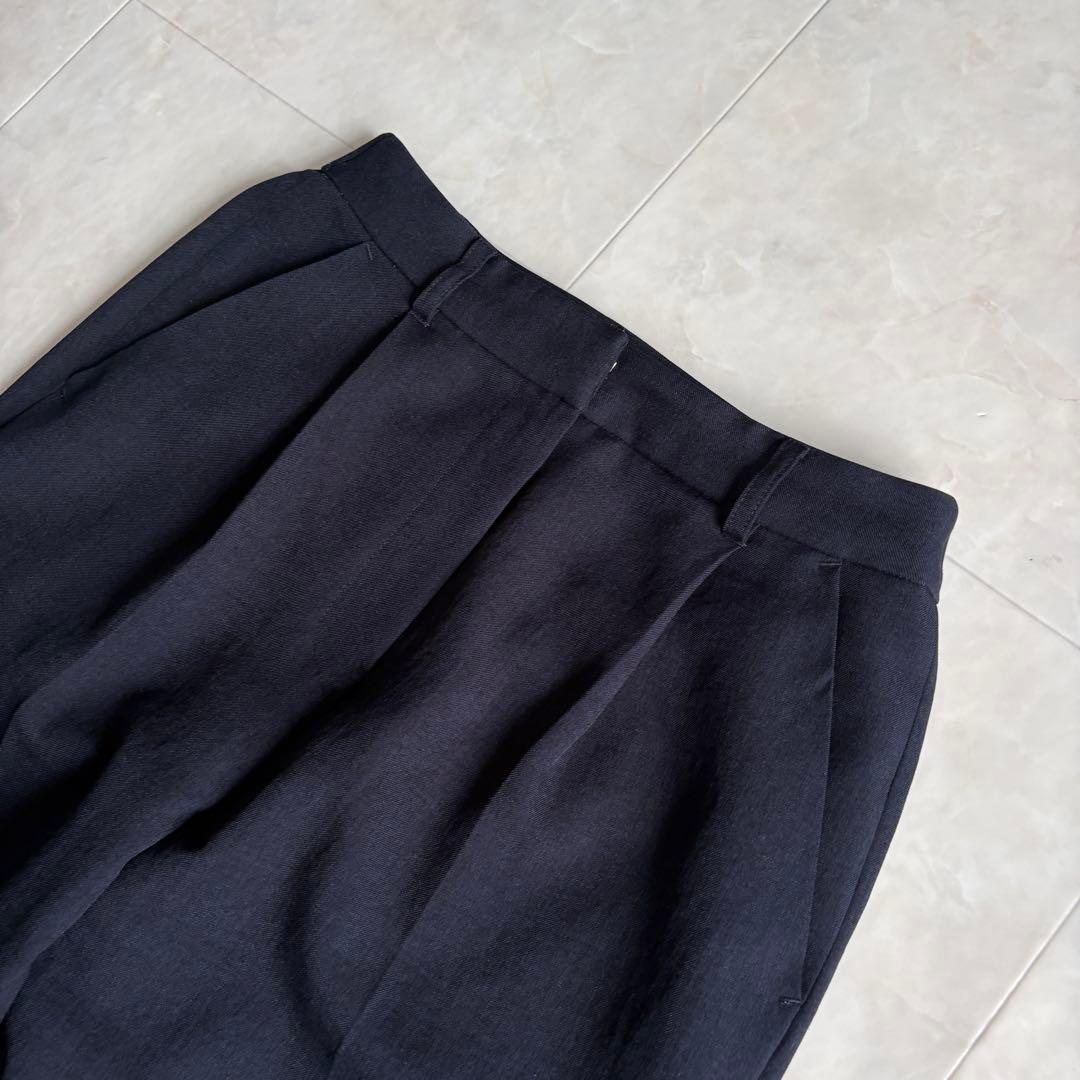 NATURAL BEAUTY BASIC ノーカラーパンツスーツ 紺 S/XS