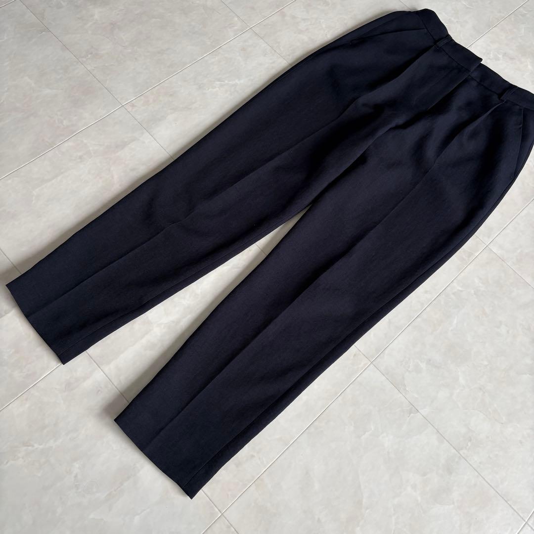 NATURAL BEAUTY BASIC ノーカラーパンツスーツ 紺 S/XS