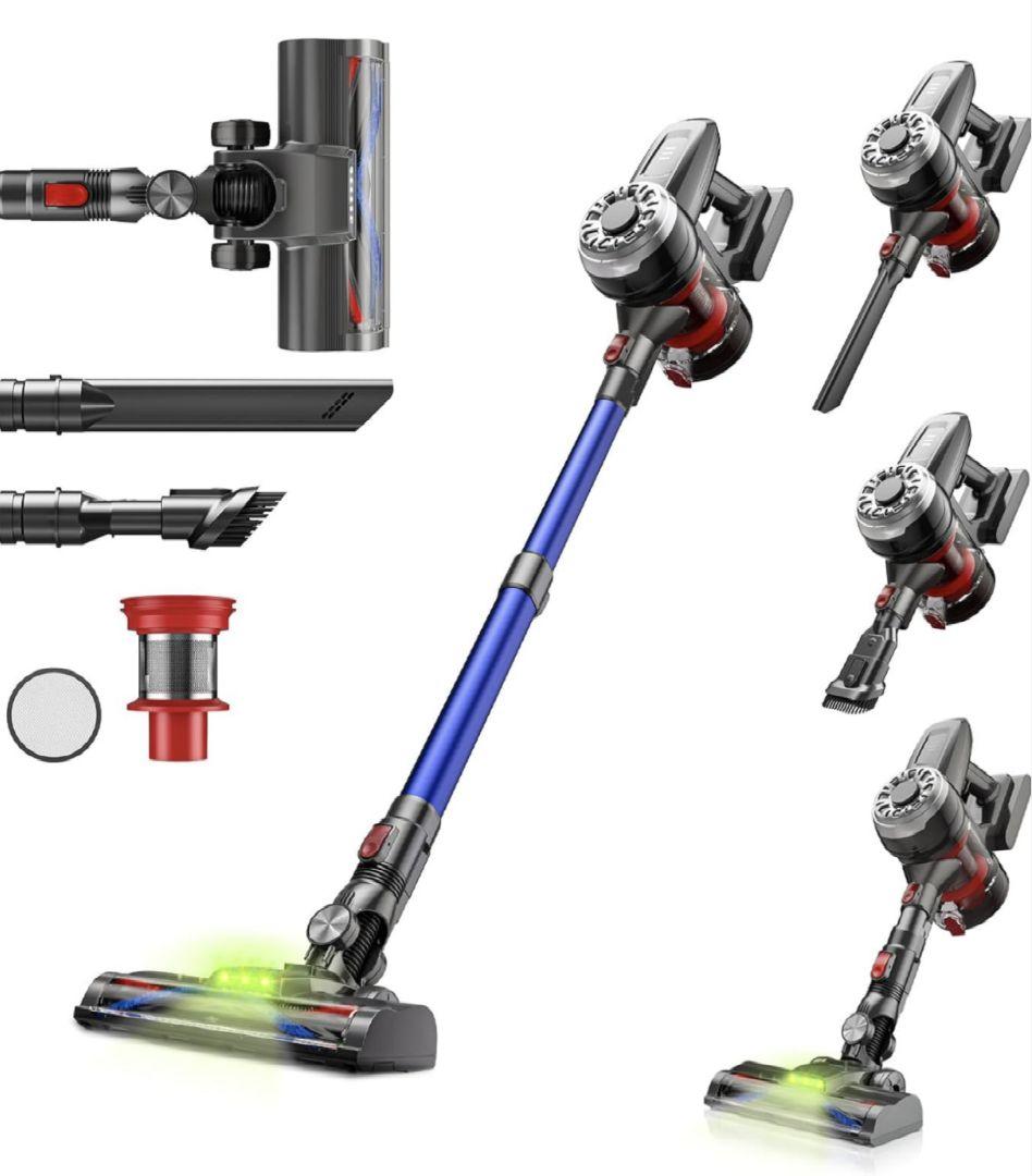 コードレス掃除機 50000PA超軽量自走式設計・グリーンLEDライト搭載