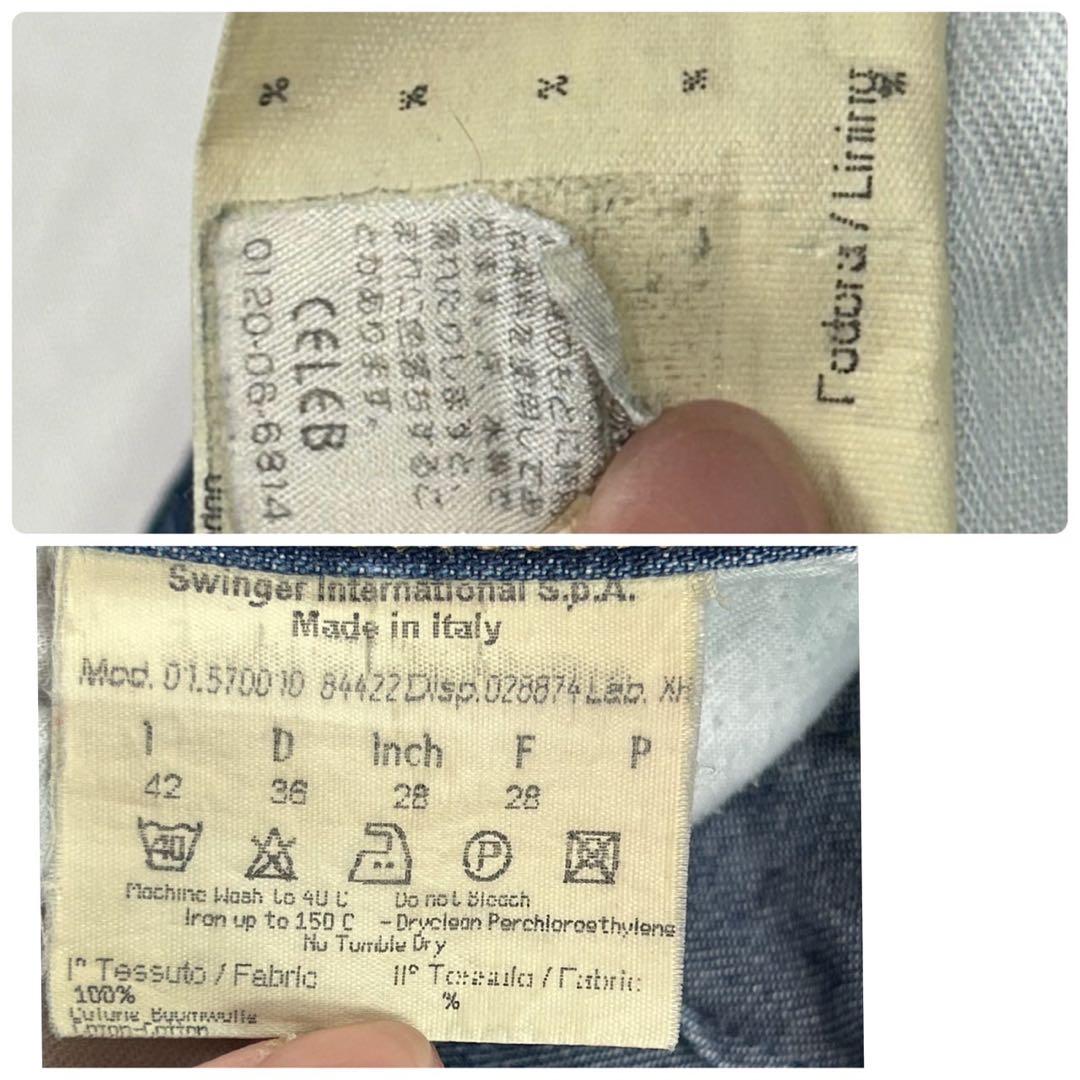 P78 美品 L フェンディ ロゴボタン デニムパンツ インディゴ レディース