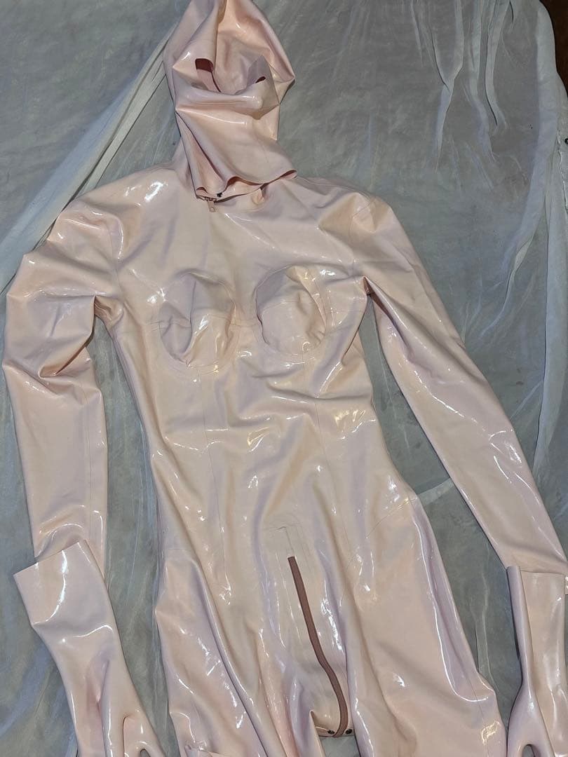 ラバースーツ　ラテックス　肌色　フルセット　kigurumi　キャットスーツ