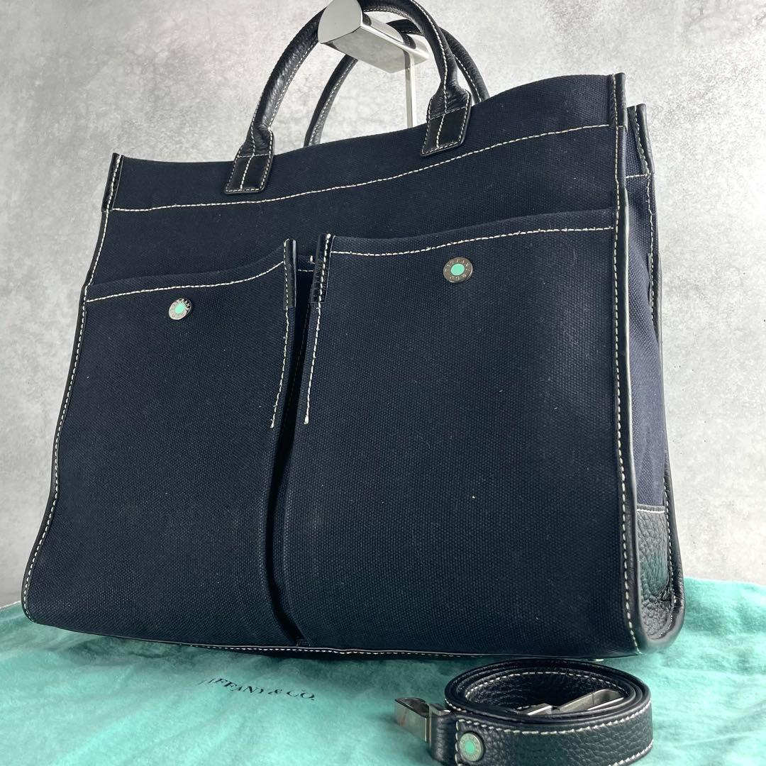 入手困難✨ ティファニー ジットーニ 2way キャンバス レザー ネイビー