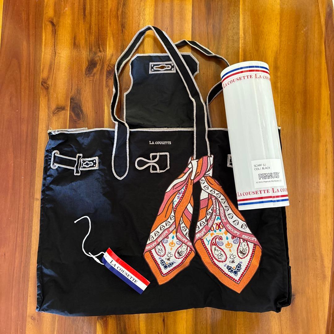 ラクゼットLa cousetteスヌーピー (スカーフ L BLACK) バッグ
