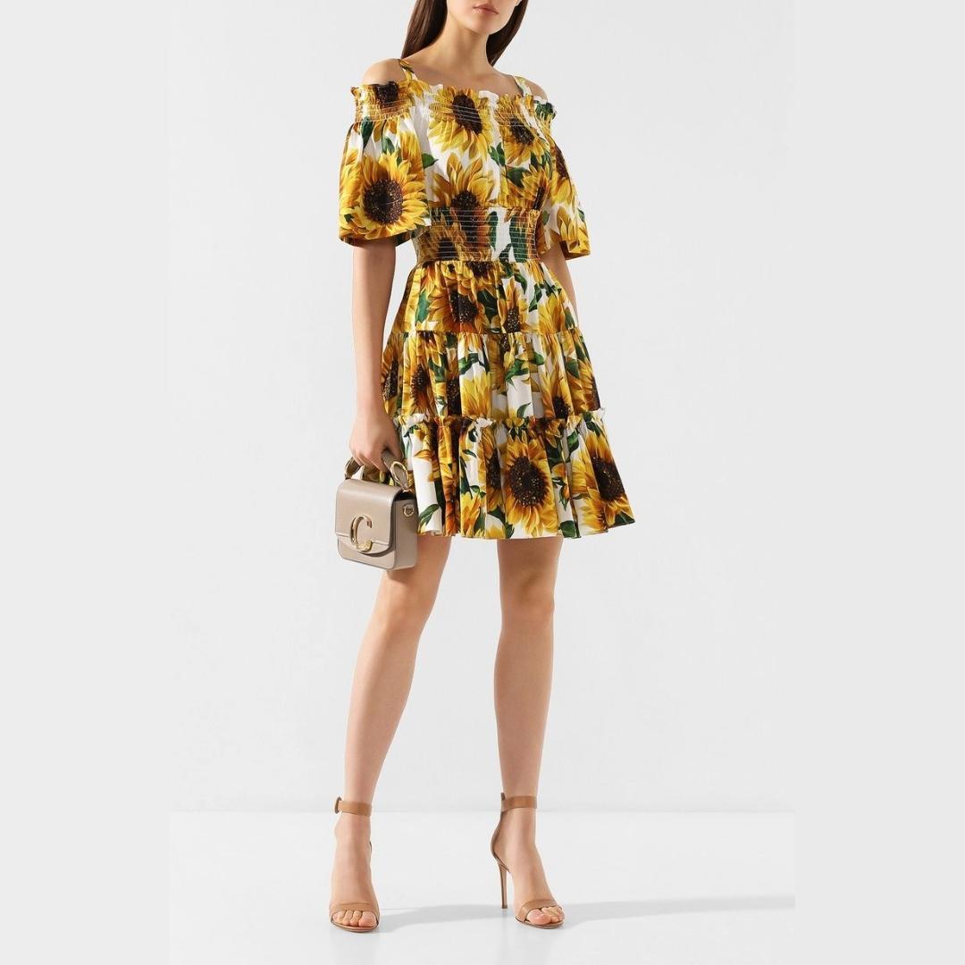 美品 DOLCE&GABBANA ドルチェ&ガッバーナ ひまわり柄ワンピース