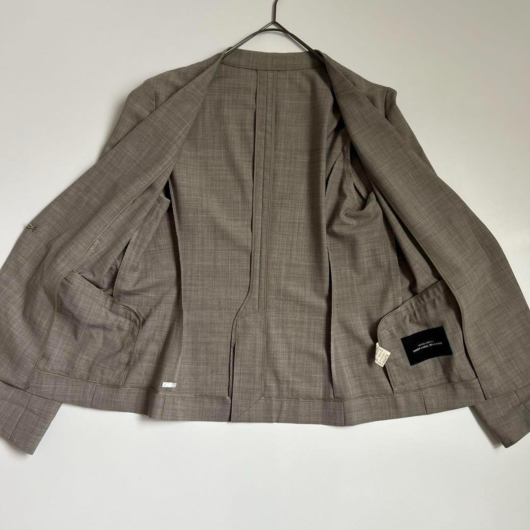 グリーンレーベルリラクシング　ノーカラー　テーパードパンツ　スーツ　　ストレッチ