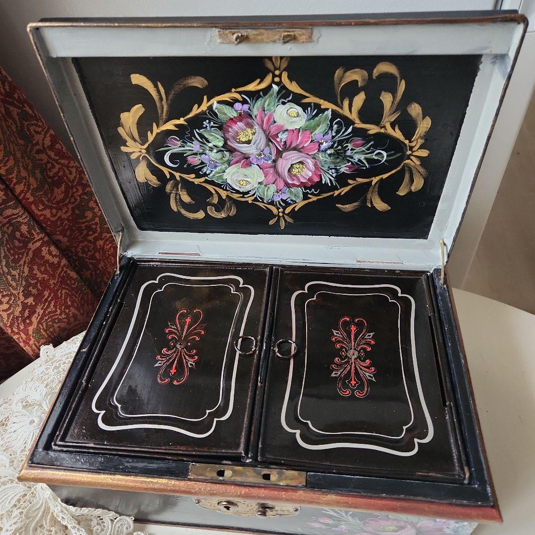 昭和レトロ手提げ金庫　リメイク 金庫でもアクセサリー入れでも<売り切り激安出品>