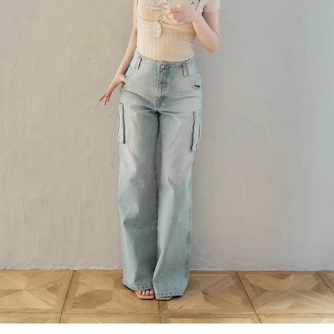 アンドマリーBack ribbon denim cargo pants