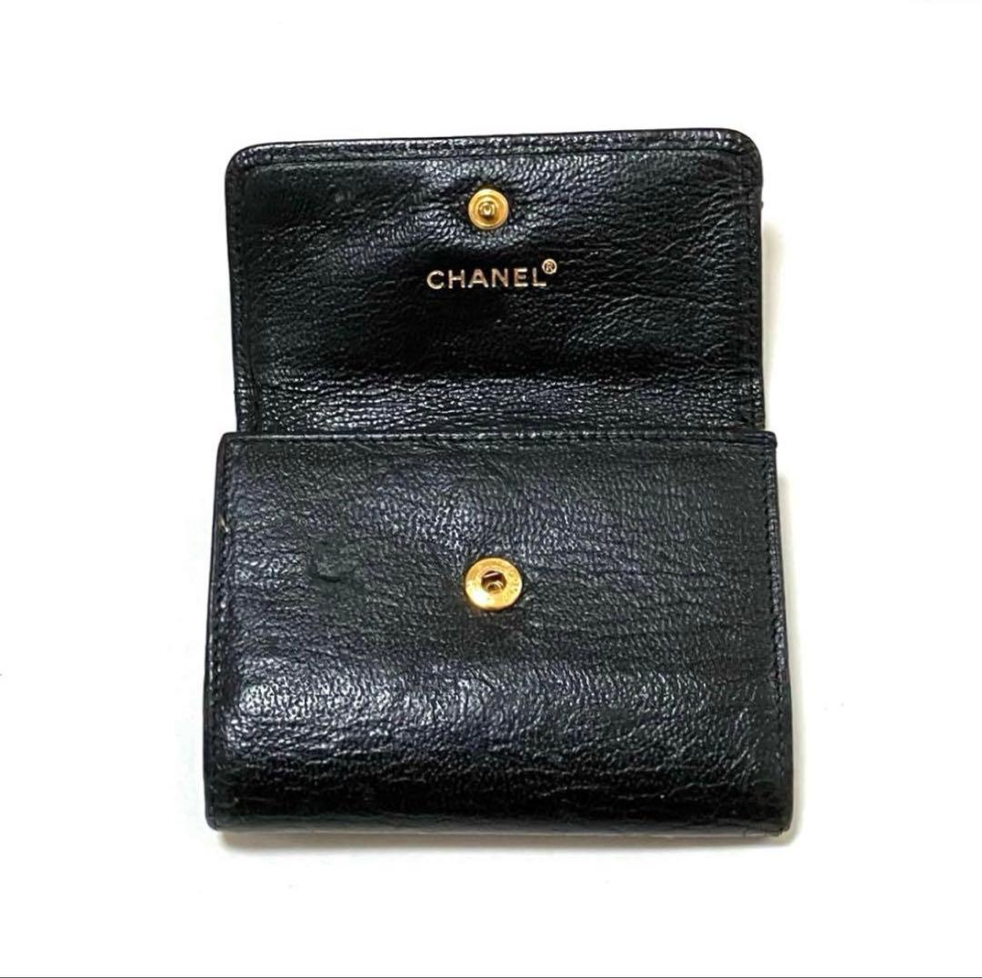 CHANEL シャネル 三つ折り財布 ココマーク ブラック