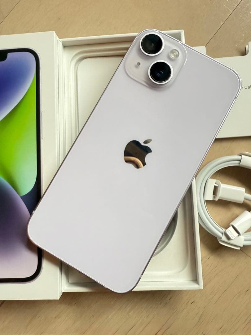 Apple iPhone14 128G パープル 本体 充電ケーブル付き