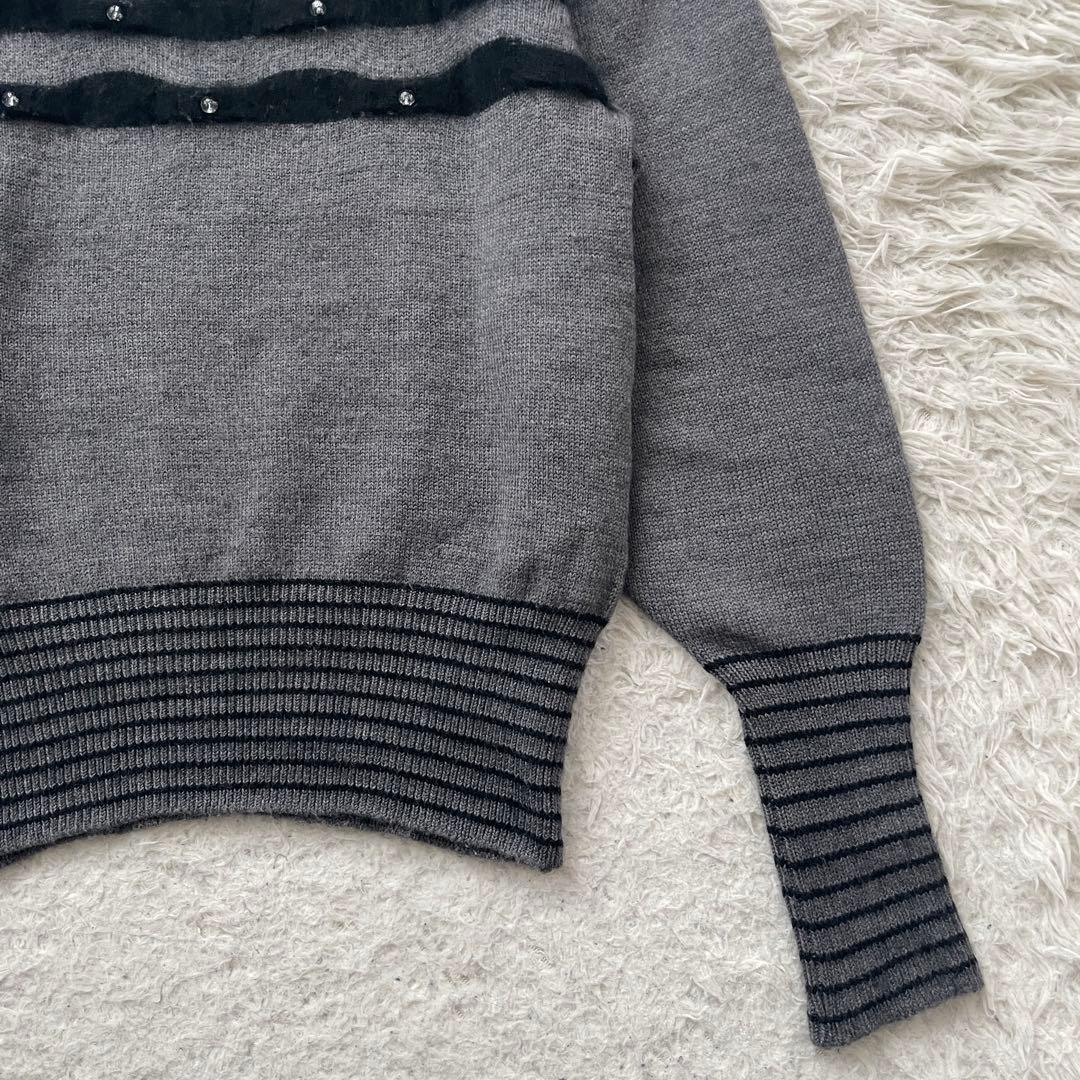 YVES SAINT LAURENT アンゴラ混　ビーズ　長袖　ニット　セーター