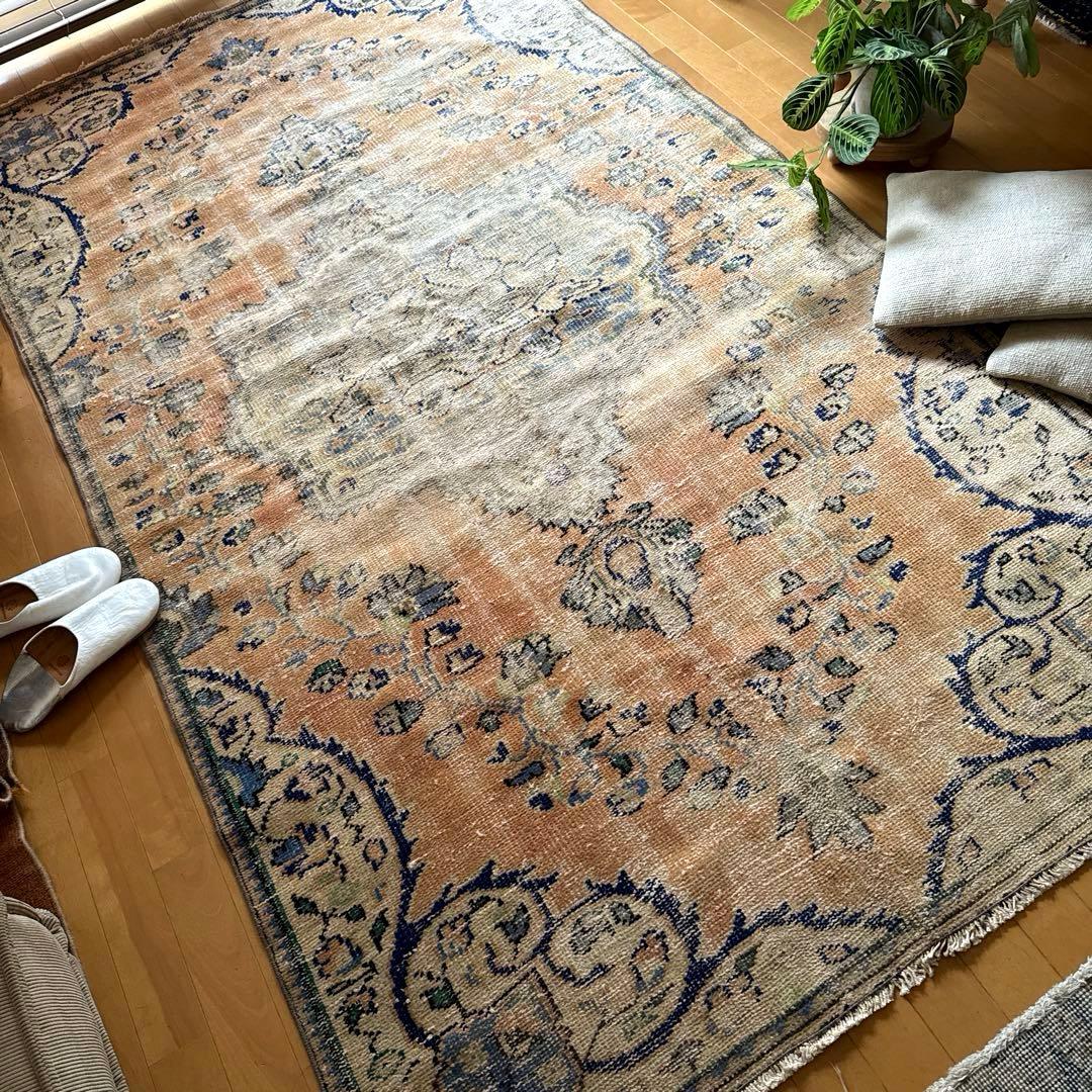 gigi（プロフ必読）　132×235擦れシャビートルコヴィンテージラグ