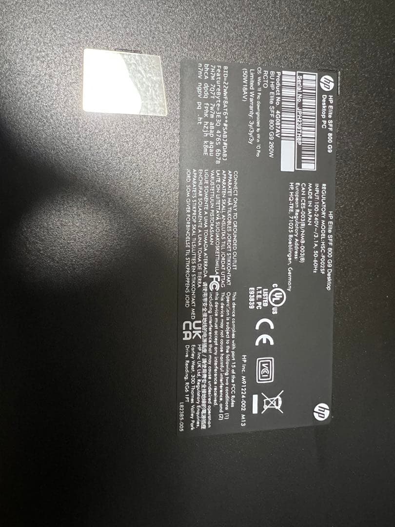 2022年製HP Elite SFF800 G9 i7-12700メモリ16GB