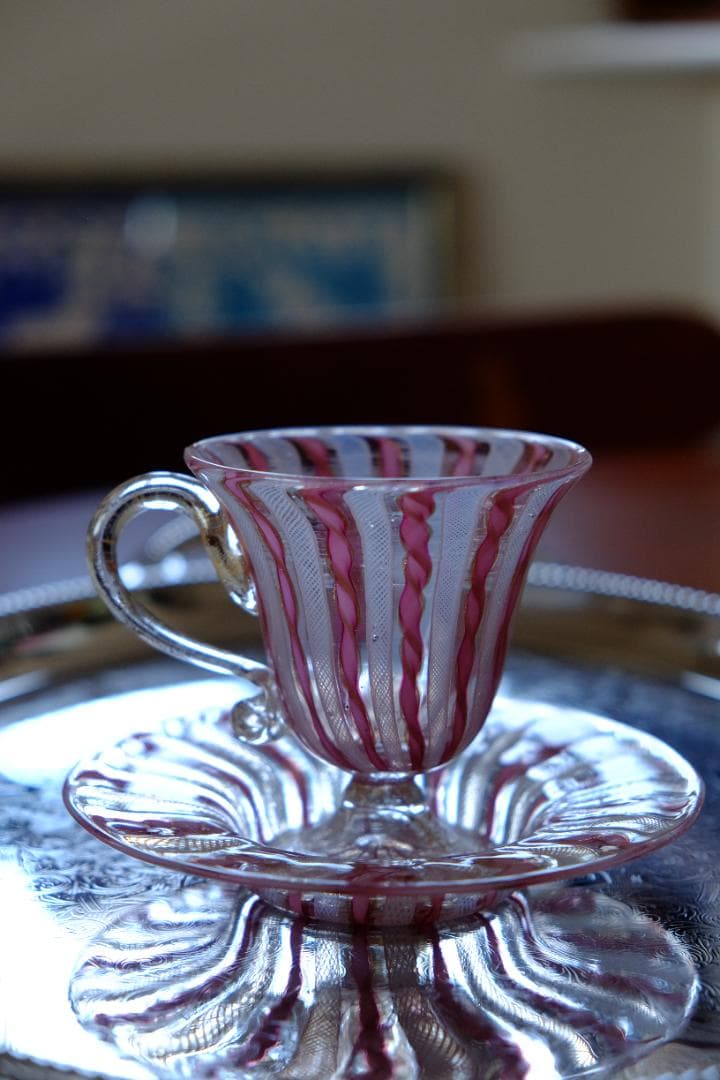 手吹きガラス カップ＆ソーサー レース 舩木倭帆/黒木国昭/藤田喬平/江波冨士子