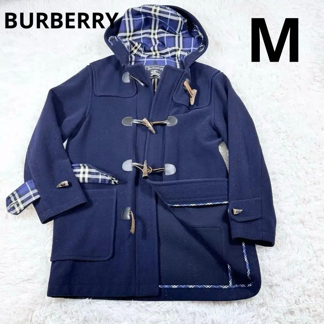 【希少・美品】　バーバリー　ダッフルコート　ネイビー　ノバチェック　牛革トグル