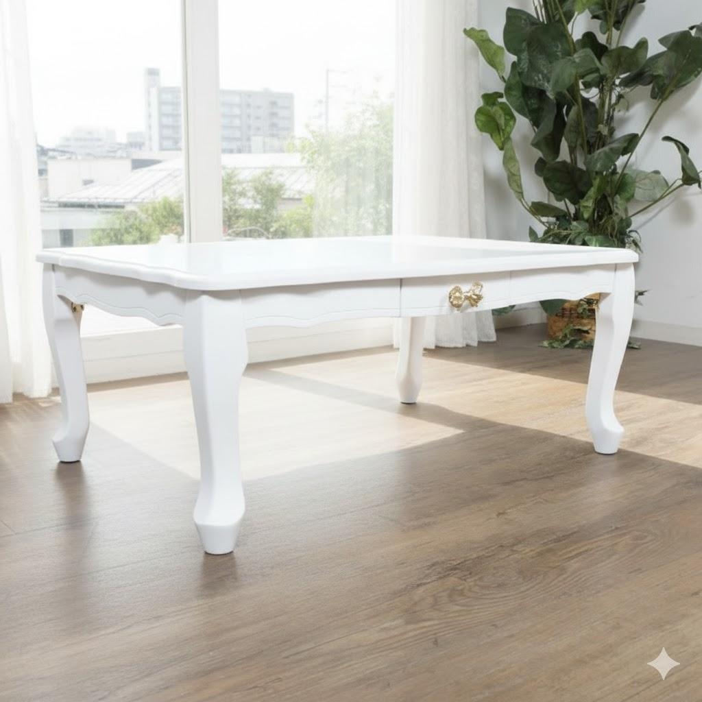 エレガント　猫脚　ヨーロピアン調　折りたたみ式　テーブル 幅80 完成品！