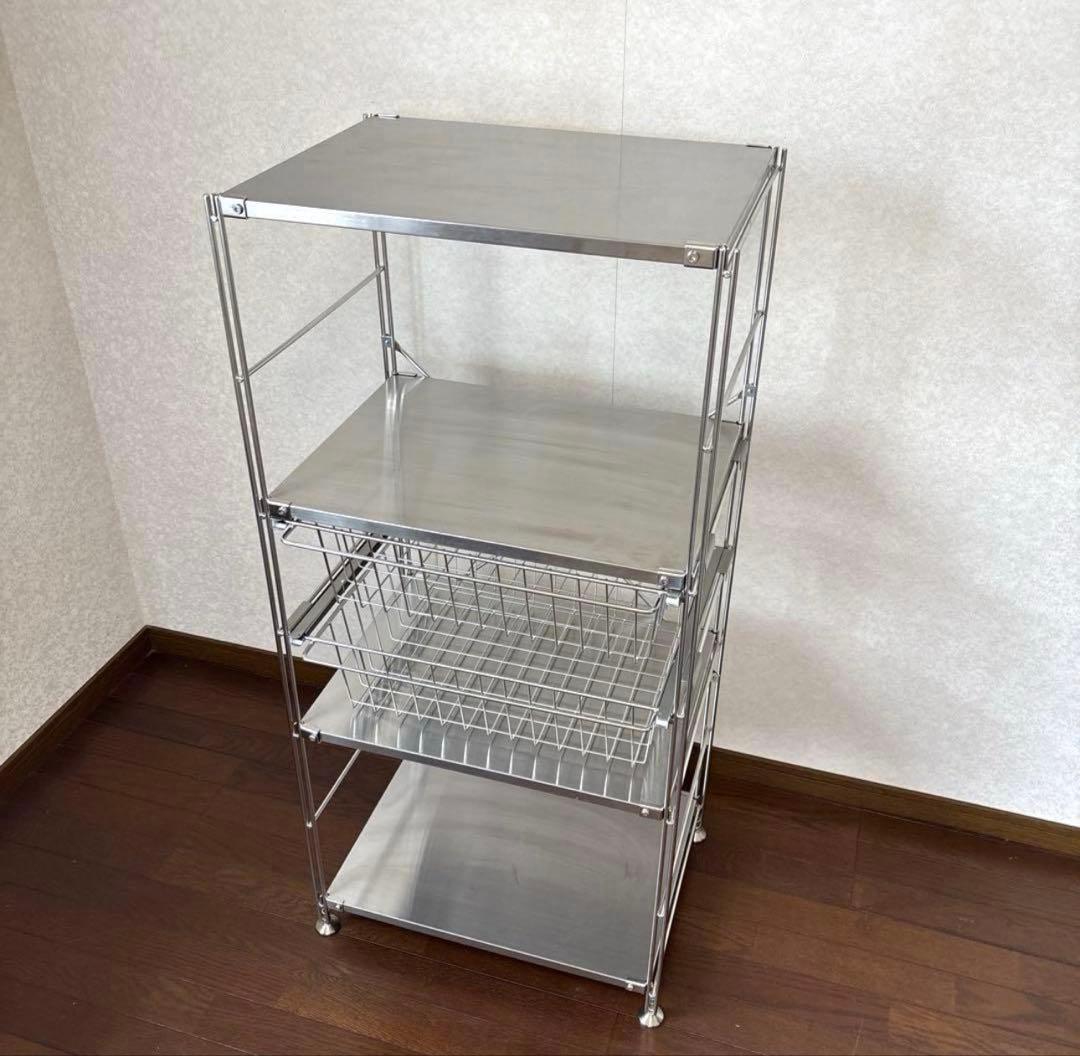 【美品】無印良品 ステンレスユニットシェルフ ステンレス 棚セット 中