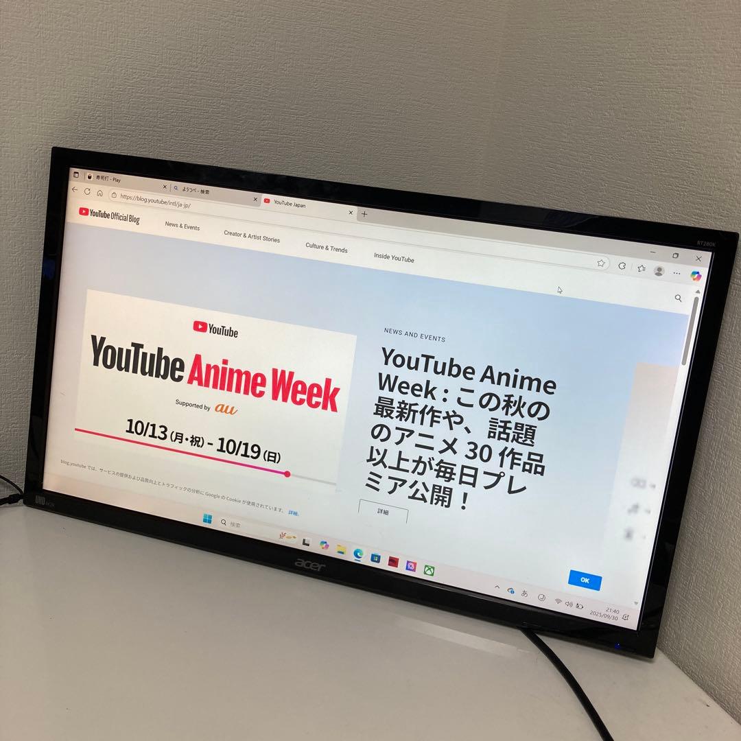 【28型4K 60HZ】Acer RT280K モニター 本体