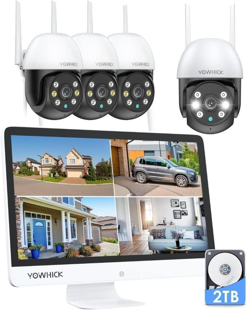 防犯カメラ 屋外 ワイヤレス　2TB HDD内蔵WiFiカメラ夜間カラー撮影搭載