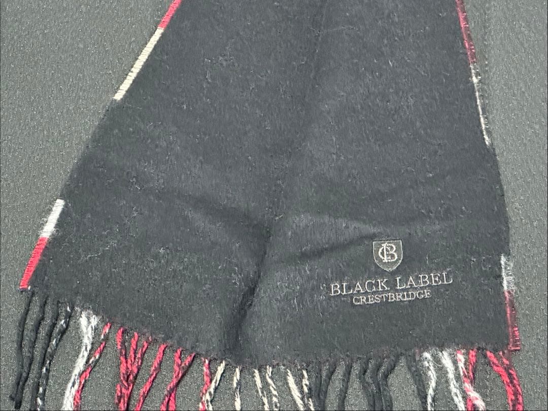 ブラックレーベル クレストブリッジ カシミヤ 100% マフラー 赤 黒
