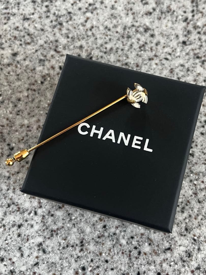 CHANEL シャネル　ピンブローチ　ココマーク　クリア　ビンテージ