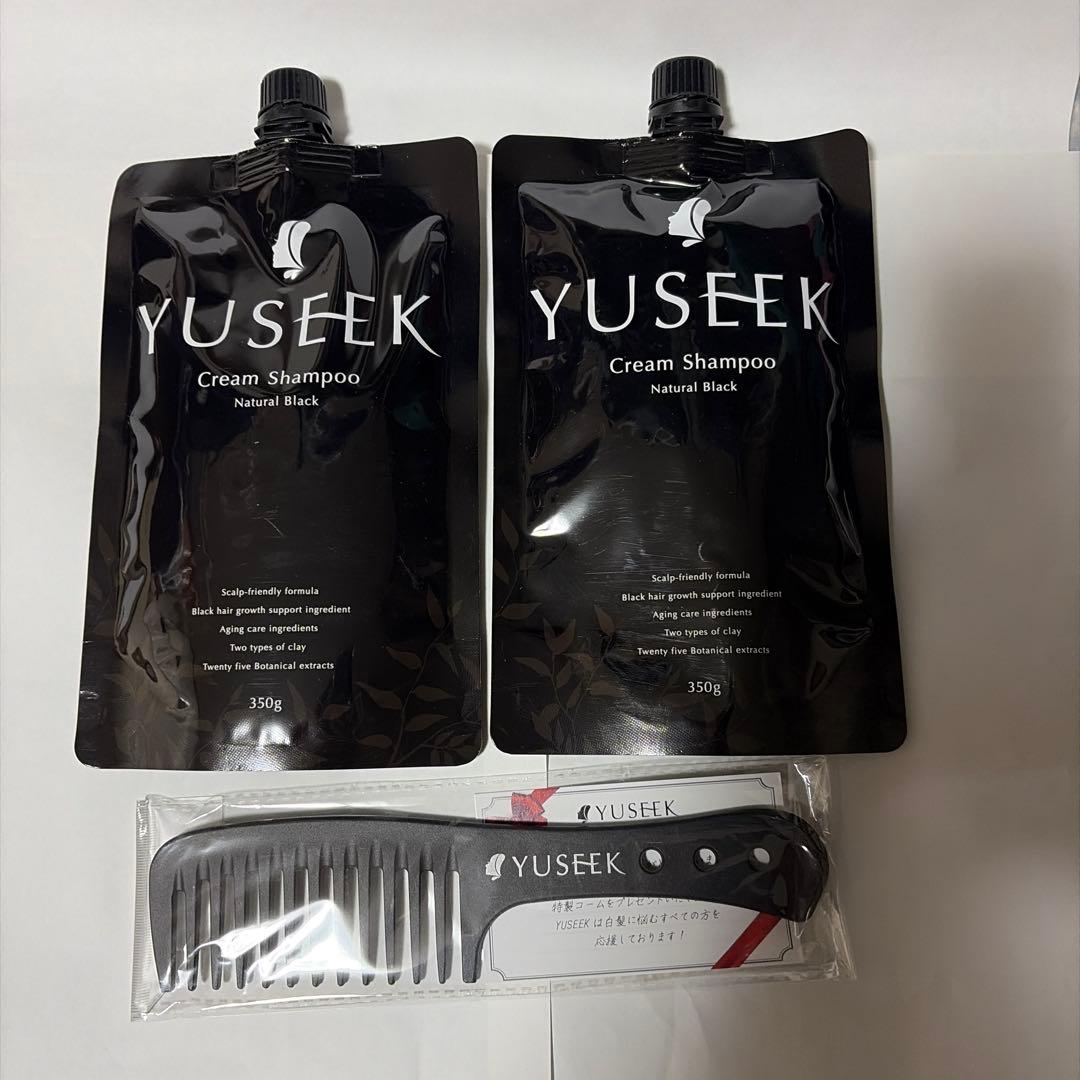 YUSEEK クリームシャンプーNatural Black 350g2個ブラシ付