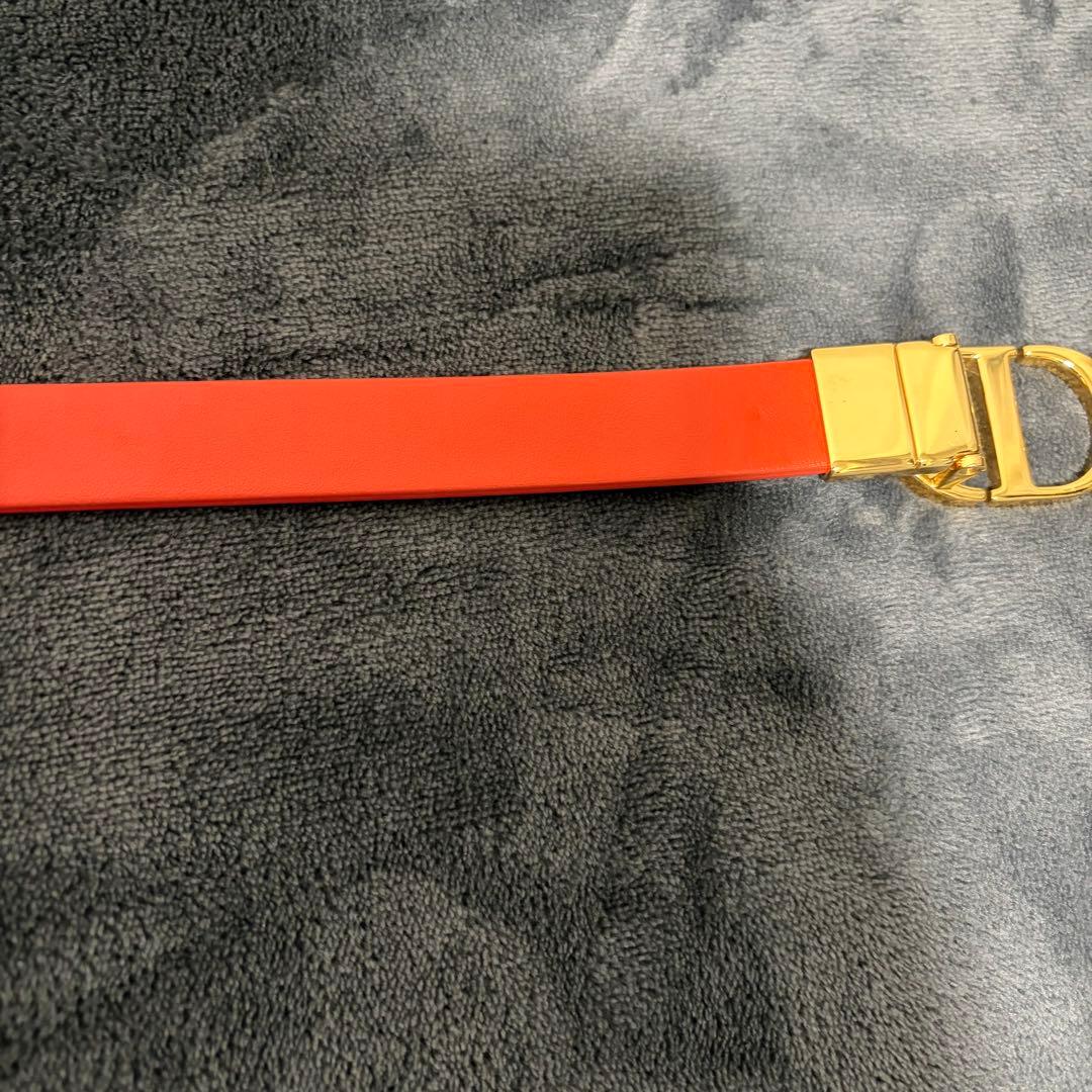 【中古】Christian Diorリバーシブルレザーベルト ピンク×オレンジ