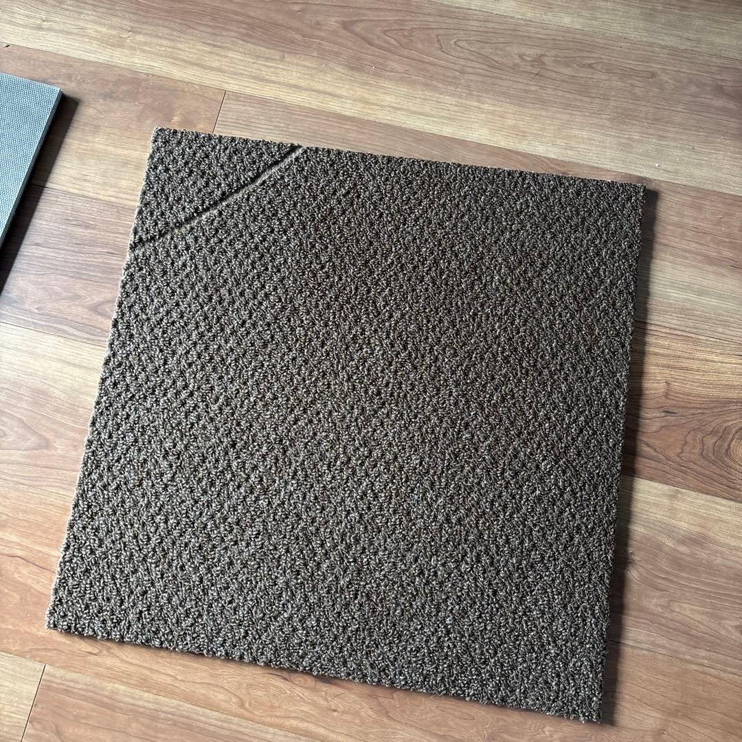 防音　防ダニ　防炎　洗えるカーペット　茶　静床ライト 品番N20 12枚セット