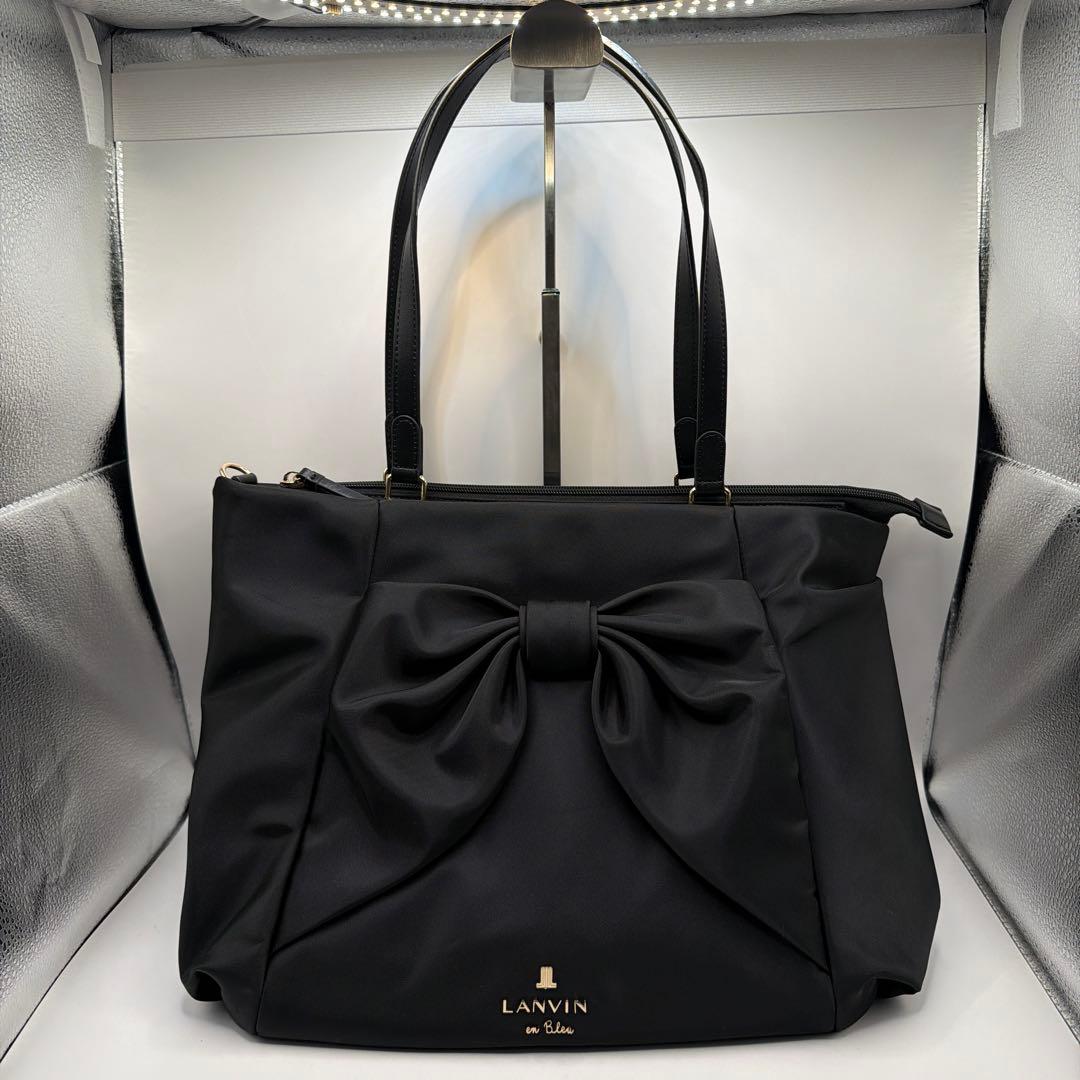 美品 ランバンオンブルー LANVIN en Bleu ショルダーバッグ リボン