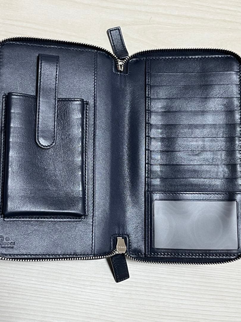 【箱&袋付き】グッチ 長財布　マイクロシマ レザー ダブルジップ オーガナイザー