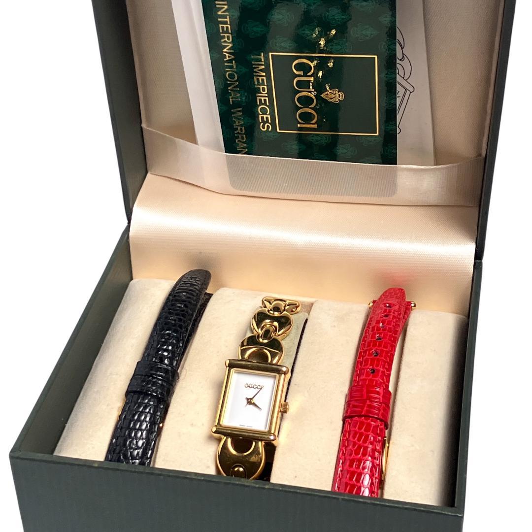 【新品電池/稼働】グッチ チェンジベルト付き 腕時計 レディース クォーツ