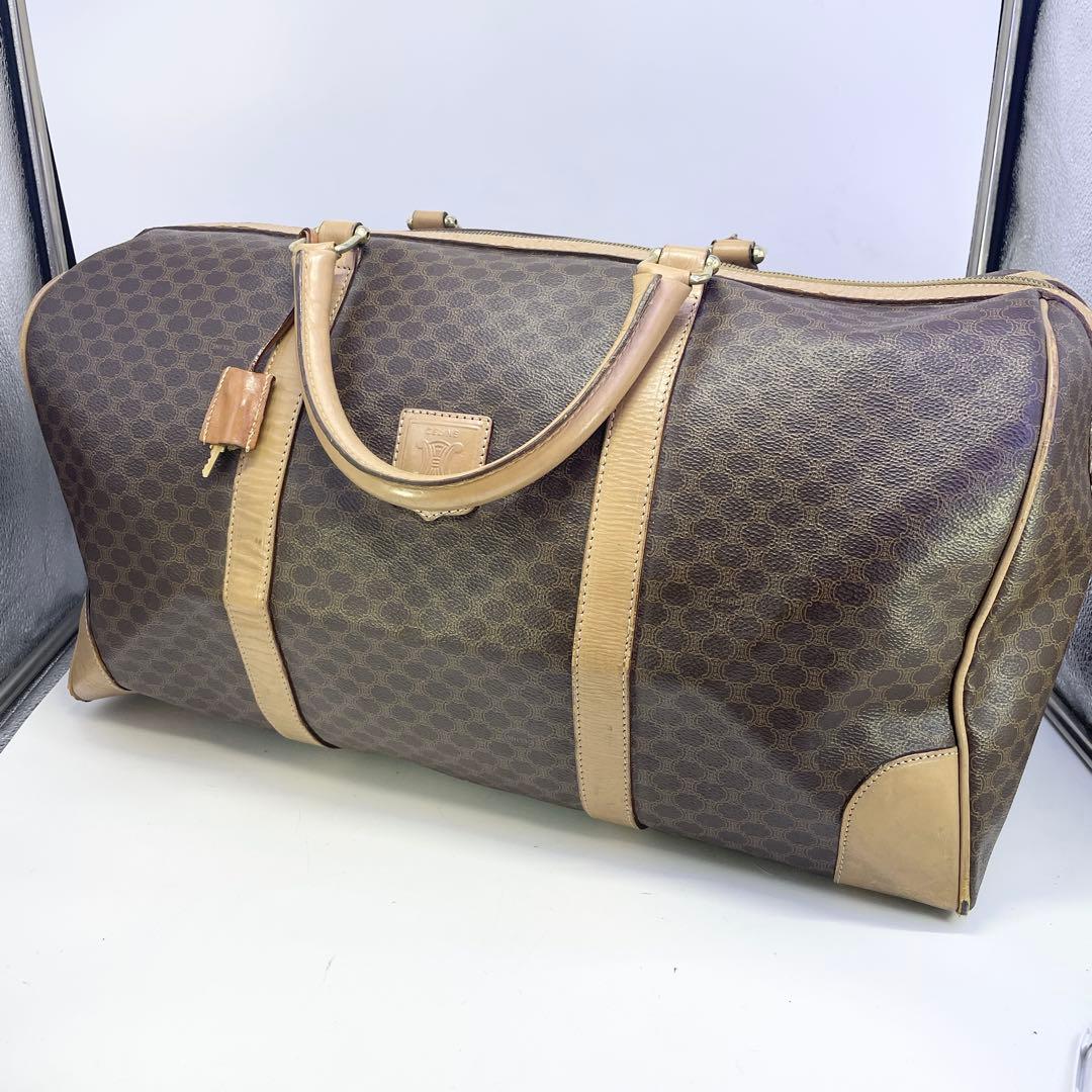 セリーヌ　ボストンバッグ　マカダム　ベージュ　ブラウン　大容量