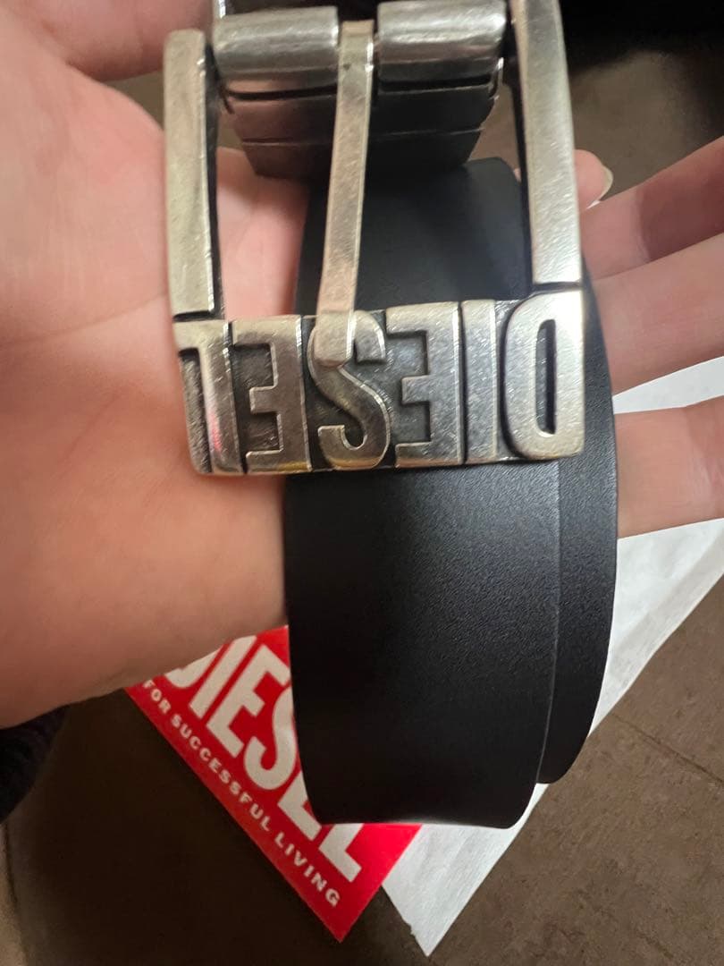 DIESEL 黒 合成皮革 ベルト　リバーシブル