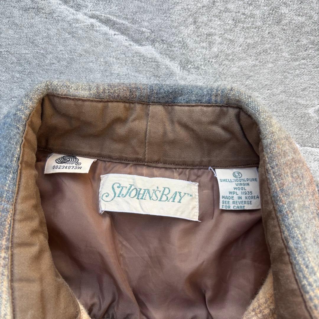 【希少】90s セントジョンズベイ オンブレチェック ウールシャツ M〜L