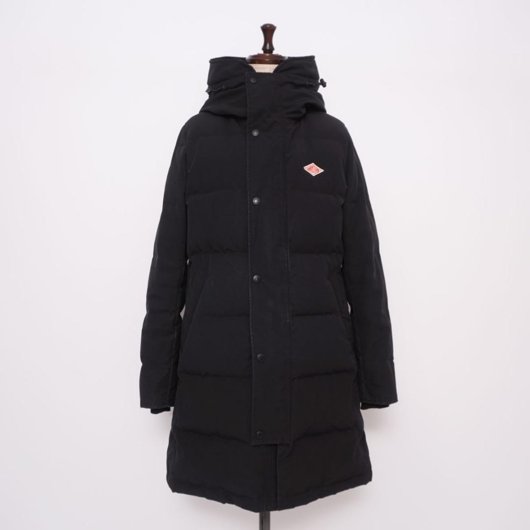 ダントン フード付キルトダウンコート フルジップ 袖リブ 黒 36*LD187